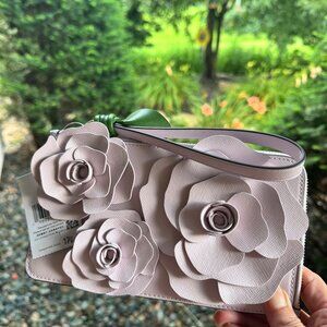 Kate Spade 3D Flora Flower Medium L-Zip Wristlet Wallet Pale Amethyst - KK972